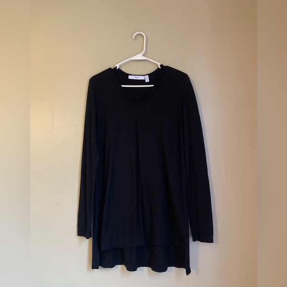 WILT black  v neck knit tunic top size medium cotton Lagenlook minimalist - Picture 1 of 7